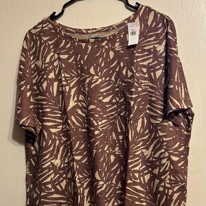 Old Navy Brown and Cream Patterned Top